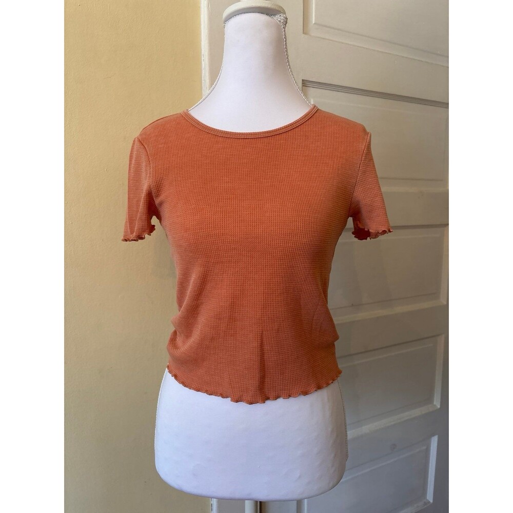 Crop top tshirt ruffle scoopneck orange whimsical cottage core fairy layering